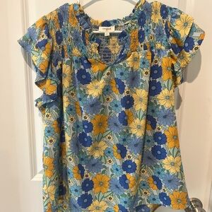 Umgee Blue and Yellow Floral Top